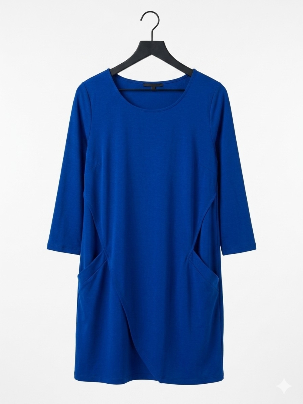 Eclair Scoop Neck Long Sleeve Dress in Blue